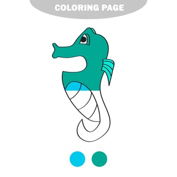 Simple coloring page. Coloring Black and white linear sketch sea horse vector