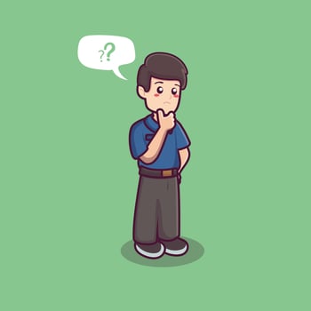 a male teacher who is thinking. a cute teacher vector. back to school background. confused expression vector