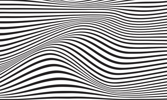 Abstract stripe background in black and white with wavy lines pattern. vector