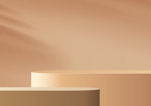 3d background products display podium scene with geometric platform. background vector 3d rendering with podium. stand to show cosmetic products. Stage showcase on pedestal display beige studio