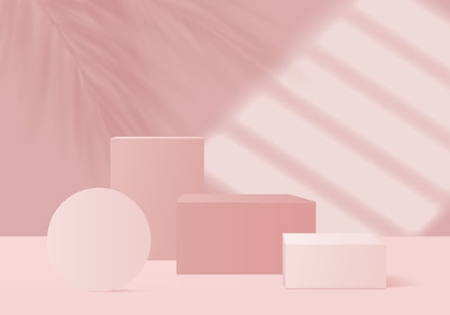 3d display product abstract minimal scene with geometric podium platform. cylinder background vector 3d rendering with podium. stand for cosmetic products. Stage showcase on pedestal 3d pink studio