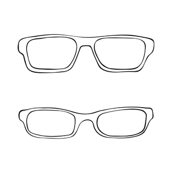Black doodle glasses icon. Eyeglasses and sunglasses illustration vector