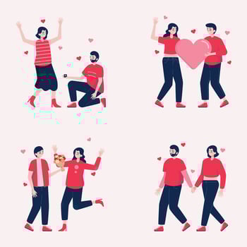 Set of Happy Romantic Couples in Love vector