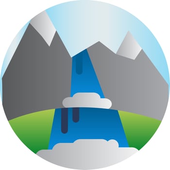 Mountain waterfall nature scenic landscape vector