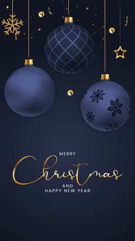 Happy New Year and Merry Christmas Poster Template. Vector Illustration