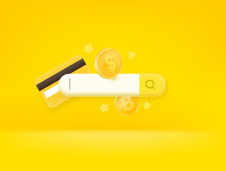Search in web market place concept. 3d style vector illustration