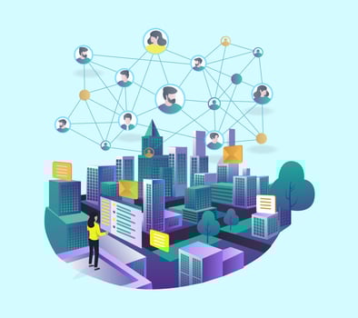 Building with social media network vector