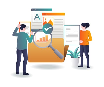 A couple selects and searches for data in a folder vector
