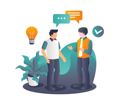 Conversation between boss and employee vector