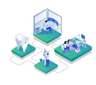Dental examination process vector