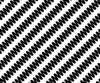 Zig Zag lines pattern. Black wavy line on white background. Abstract wave, vector illustration