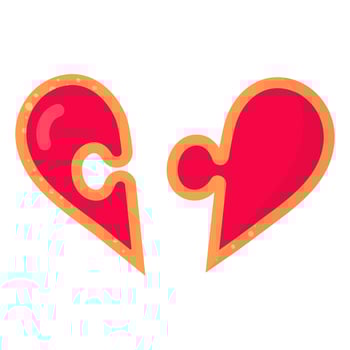 Gingerbread heart puzzle cookie with icing vector