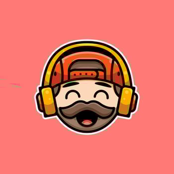 CUTE BEARDED MAN WITH HEADPHONE FOR CHARACTER, STICKER AND ILLUSTRATION. vector
