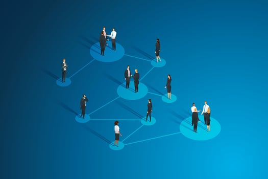Business people group interconnected teamwork. vector