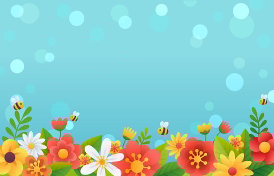 Spring Background With Flower And Bee vector