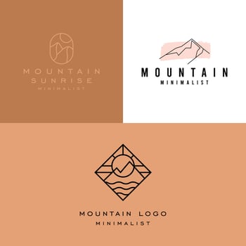 Minimalist set mountain logo premium design vector