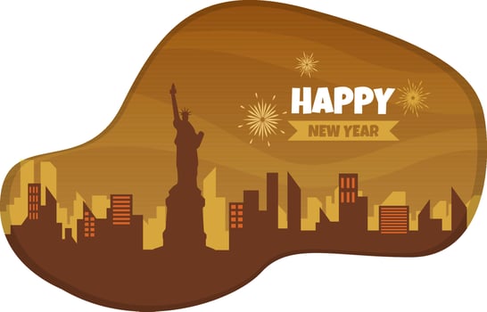 Beautiful New York Night City Building New Year Card Vector Illustration