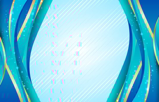 Abstract Modern Blue Wave with Gold Lines Background vector