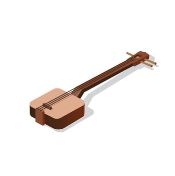 japanese traditional string instrument shamisen isometric illustration vector