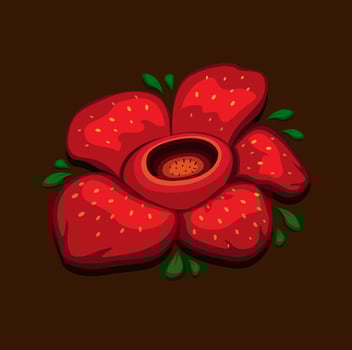 Rafflesia arnoldii corpse flower, biggest flower on earth symbol concept in cartoon illustration vector
