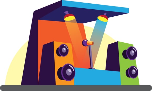 cool music stage with decoration symbol suitable for festival, music event, and live show in flat illustration vector