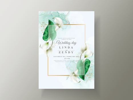 Cala of lily wedding invitation template vector