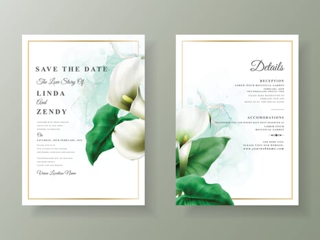 Cala of lily wedding invitation template vector