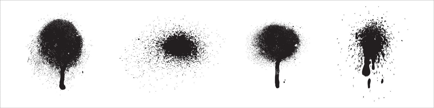 set of black spots of paint vector
