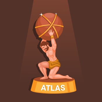 Greek Titan Atlas carrying the world statue figure. greek mythology symbol illustration vector