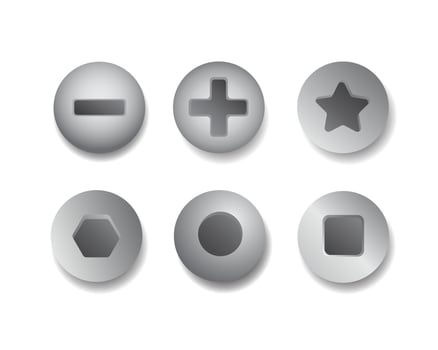 metal screw group icon set realistic stainless steel screw head vector in white background editable vector