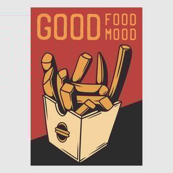 vintage poster design good food good mod retro illustration vector