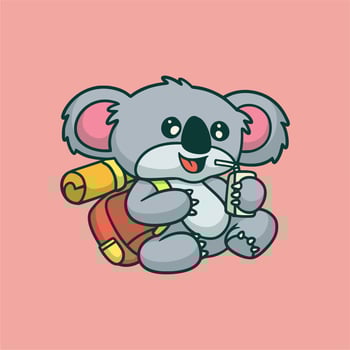 cartoon animal design koala climbing cute mascot logo vector