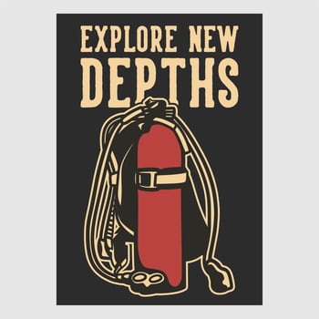 vintage poster design explore new depths retro illustration vector