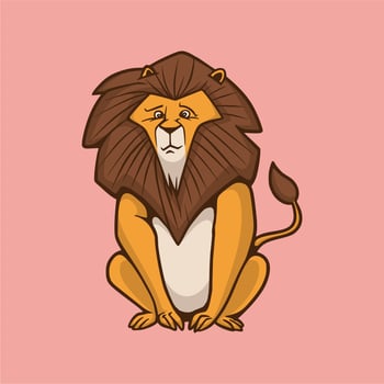 cartoon animal design a sitting lion cute mascot logo vector