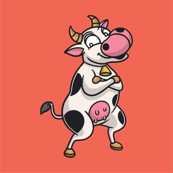 cartoon animal design cool cows cute mascot logo vector