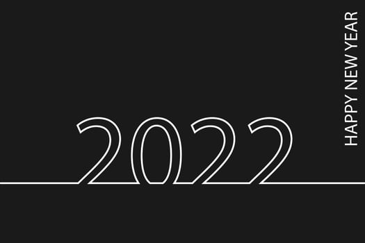 Simple style lines happy new year 2022 black white theme. Vector illustration.