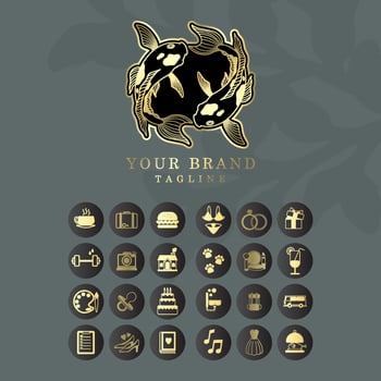 feminine gold elegant luxury logo icon set for social media and shopping store vector