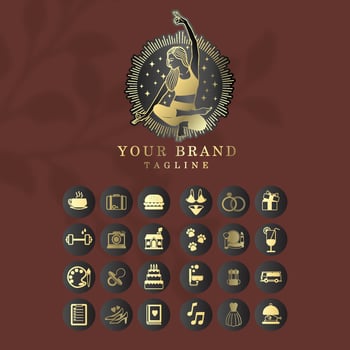 feminine gold elegant luxury logo icon set for social media and shopping store vector