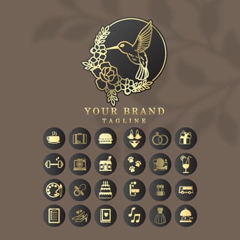 feminine gold elegant luxury logo icon set for social media and shopping store vector