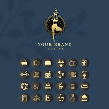 feminine gold elegant luxury logo icon set for social media and shopping store vector