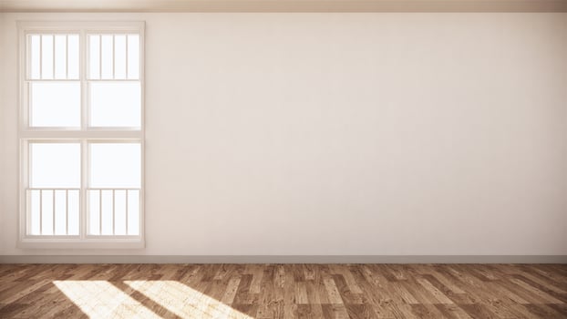 Empty room white on wooden floor interior design. 3D rendering photo
