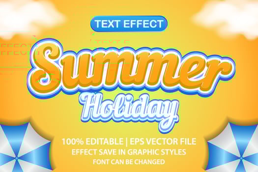 summer holiday 3d editable text effect vector