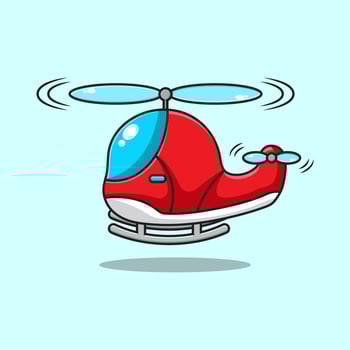 cartoon illustration of cute helicopter flying vector