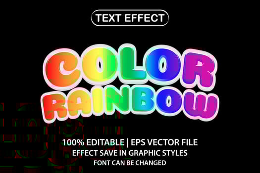 color rainbow 3d editable text effect vector