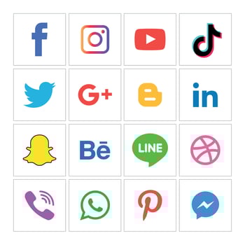 Social Media flat icons technology, network. background  group smiley face sale. Share, Like, Vector illustration Twitter, YouTube, WhatsApp, Snapchat, Facebook, instagram, tiktok, tok