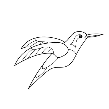 Simple coloring page. With Funny little hummingbird. Educational children game vector
