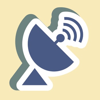 Sticker Satellite Dish,Simple illustration,Editable stroke vector
