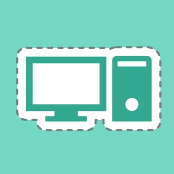 Sticker Computer - Line Cut,Simple illustration,Editable stroke vector