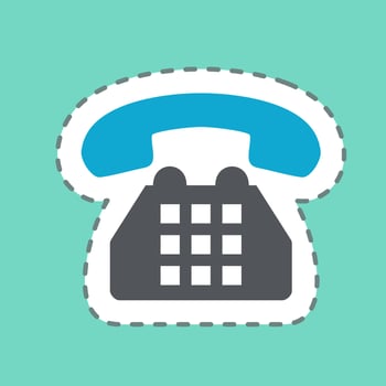 Sticker Telephone - Line Cut,Simple illustration,Editable stroke vector