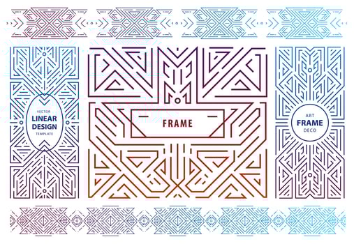 Vector set of abstract geometric design elements, Luxury Vintage Artdeco decorations, covers, frames. Linear style monogram geometric banners